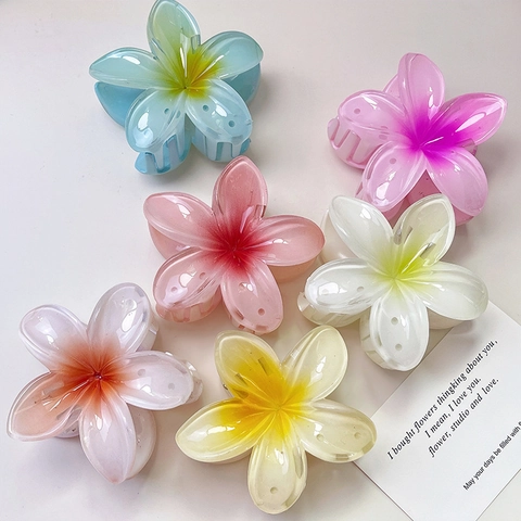 Pinza per Capelli Plumeria 8cm Fermaglio a Forma di Fiore in Resina Antiscivolo per Donna Accessori Capelli Mare Estate