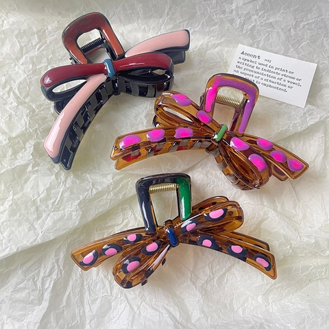 Vintage Strik Luipaardprint Haarklem Elegante Amber Hars Haarklip Voor Vrouwen Meisjes Koreaanse Stijl Mode Haaraccessoires