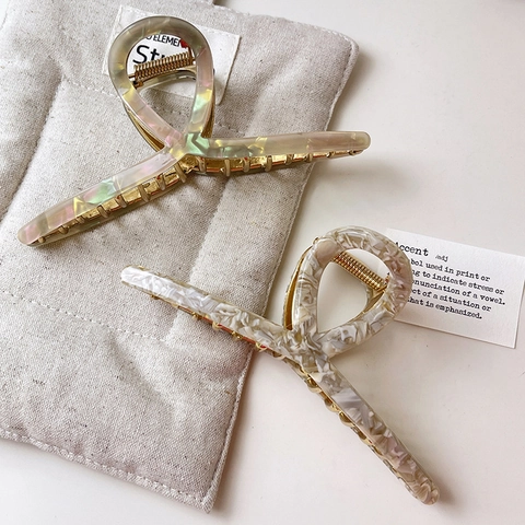 Pinza per Capelli Grande in Acetato Stile Coreano Donna Motivo Marmoreo Leopardato Molla in Metallo Accessori per Capelli