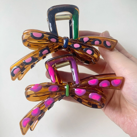 Vintage Strik Luipaardprint Haarklem Elegante Amber Hars Haarklip Voor Vrouwen Meisjes Koreaanse Stijl Mode Haaraccessoires