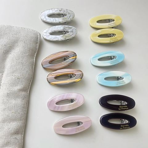 Französischer Stil Oval Hohl Acetat Haarspangen Für Damen Elegante Marmormuster Seiten Duckbill Clips Minimalistisch Haarschmuck