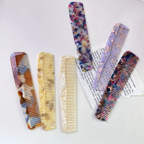 Acetate Hair Comb Marble Pattern Anti-static Hairdressing Styling Comb Portable Vintage Elegant Hair Care Tool For Women
