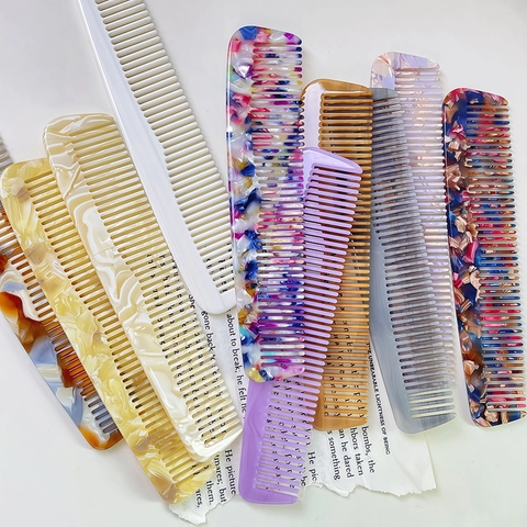 Acetate Hair Comb Marble Pattern Anti-static Hairdressing Styling Comb Portable Vintage Elegant Hair Care Tool For Women