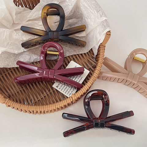 Elegante Pinza Per Capelli In Policarbonato Con Fiocco Di Farfalla Grande Semplice Artiglio Per Capelli Accessori Geometrici Minimalisti Da Donna