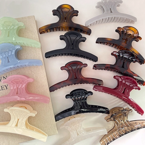 Große Haarklammer Hai-Clip Französischer Vintage PC-Material Matte Marmor Haarklammern Für Damen Täglicher Haarschmuck