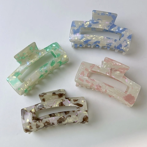 Molla per Capelli in Acetato con Motivo Marmorizzato Clip a Forma di Squalo Rettangolare Ondulata per Donna Accessori Capelli