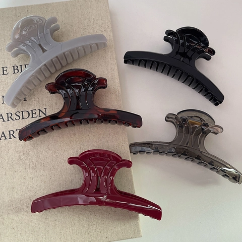 Große Haarklammer Hai-Clip Französischer Vintage PC-Material Matte Marmor Haarklammern Für Damen Täglicher Haarschmuck