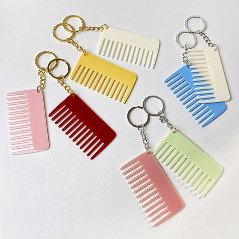 Minimalistischer Mini Kamm Geformter Acryl Schlüsselanhänger Für Damen Süßer Bunter Taschenanhänger DIY Auto Zubehör Geschenk