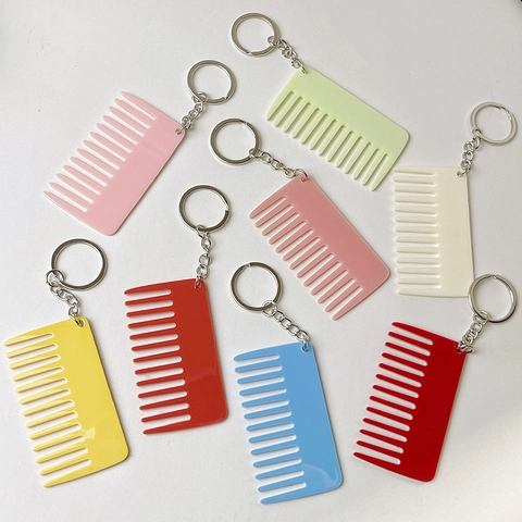 Minimalistischer Mini Kamm Geformter Acryl Schlüsselanhänger Für Damen Süßer Bunter Taschenanhänger DIY Auto Zubehör Geschenk