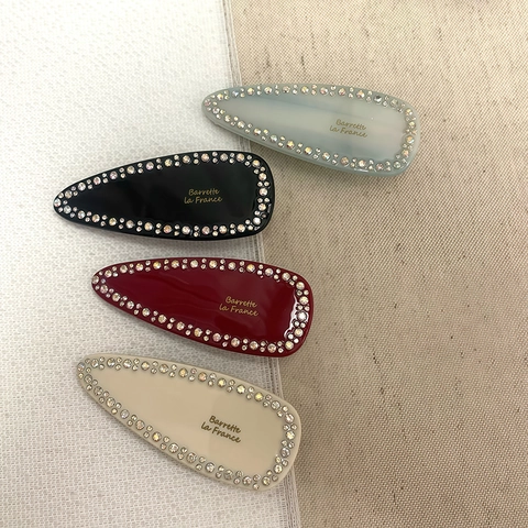 Fermaglio per Capelli a Becco d'Anatra in Acetato con Strass e Lettera Vintage Francese a Goccia d'Acqua per Donna Fermaglio Laterale Elegante di Classe Gioielli