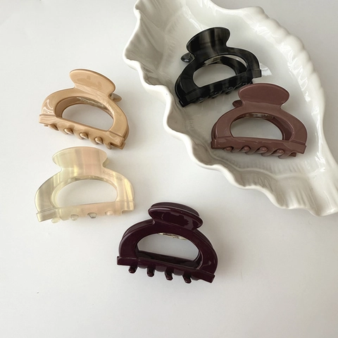 Eleganti Mollette per Capelli in Acetato per Donna Design Minimalista a Semicerchio Cavo Fermaglio a Squalo Lucido