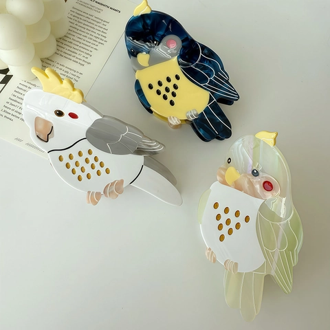 Schattige Acetaat Papegaai Haarklem Creatieve Patchwork Vogel Diervorm Haarknip Mode Haaraccessoires Voor Dames