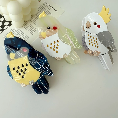 Schattige Acetaat Papegaai Haarklem Creatieve Patchwork Vogel Diervorm Haarknip Mode Haaraccessoires Voor Dames