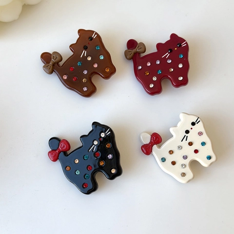 Handgefertigte Acetat Katze Haarklammer Mit Strass Süße Cartoon Tier Entenschnabel-Clip Elegante Süße Haarschmuck Für Damen Mädchen