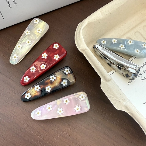 Haarspange Aus Acetat Im Koreanischen Stil Mit Süßem Blumenmuster Elegante Entenschnabel-Haarnadel Für Damen Handgefertigter Haarschmuck