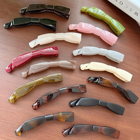 Clip a Banana a Fiocco Tartarugata Vintage Per Donna Elegante Lucida Opaca Accessorio Per Capelli Verticale Per Styling