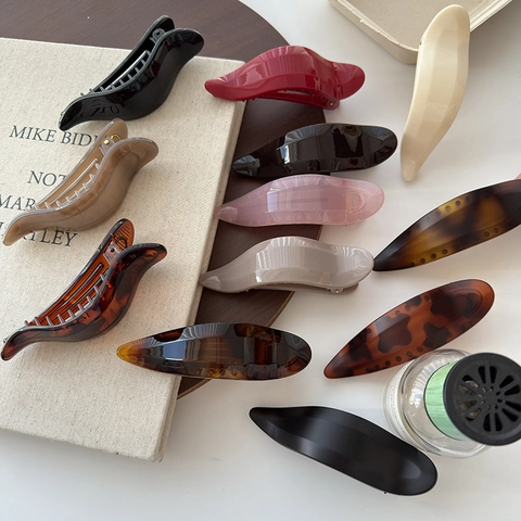 Barrettes à Cheveux Minimalistes en Forme de Feuille pour Femmes Pinces Bec de Canard Écaille Barrettes Rétro Accessoires