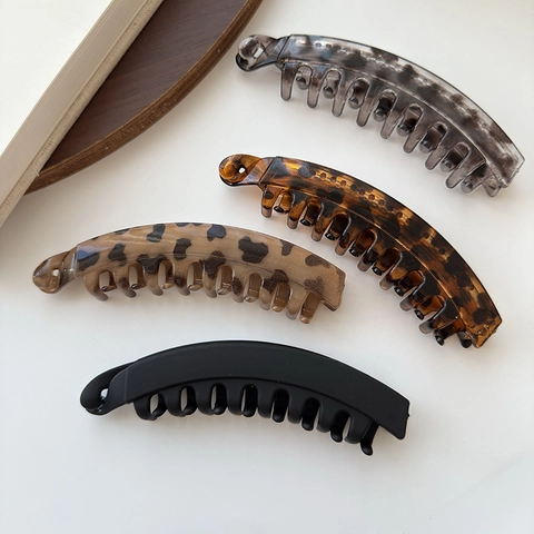 Fermaglio a Banana Vintage con Stampa Leopardata Fermaglio Verticale in Resina di Alta Qualità Accessori per Capelli Donna
