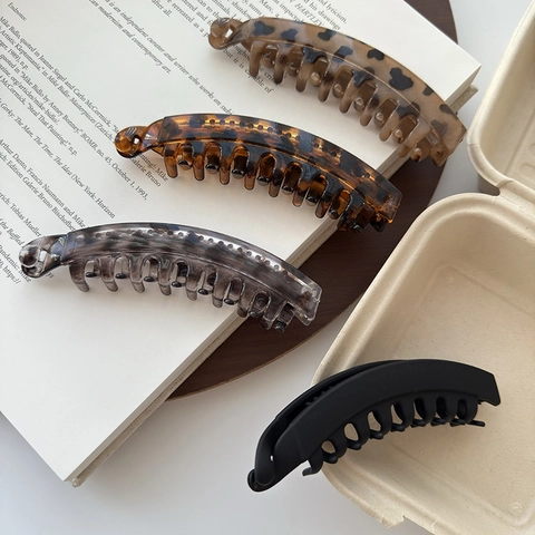 Fermaglio a Banana Vintage con Stampa Leopardata Fermaglio Verticale in Resina di Alta Qualità Accessori per Capelli Donna