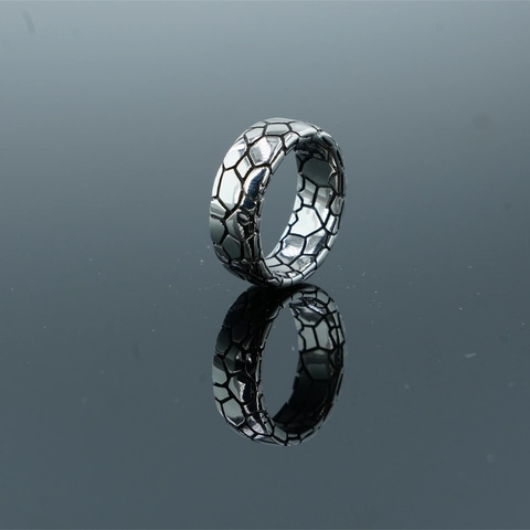 Anello Vintage in Acciaio Inossidabile Con Motivo Geometrico Crepato Stile Industriale Minimalista Gioielli da Dito per Uomo Donna