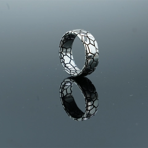 Anello Vintage in Acciaio Inossidabile Con Motivo Geometrico Crepato Stile Industriale Minimalista Gioielli da Dito per Uomo Donna