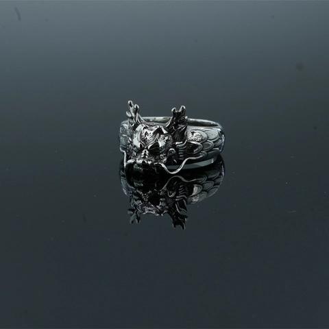 Anillo de Cabeza de Dragón Vintage de Acero de Titanio Estilo Punk Gótico Joyería Tallada para Hombres Mujeres Accesorio