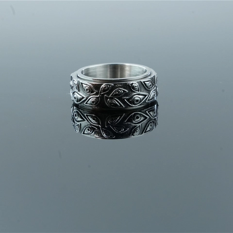 Rotatable Stainless Steel Evil Eye Spinner Ring For Men Women Vintage Gothic Punk Style Titanium Steel Finger Ring Jewelry
