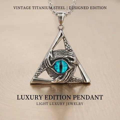 Gothic Vintage Titanium Steel Triangle All Seeing Eye Pendant Only Mysterious Evil Eye Jewelry For Men Without Chain