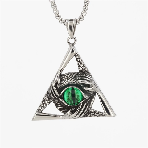 Gothic Vintage Titanium Steel Triangle All Seeing Eye Pendant Only Mysterious Evil Eye Jewelry For Men Without Chain