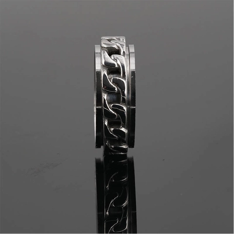 Vintage Edelstahl Drehbarer Spinner Ring Mit Panzerkette Inlay Punk Rock Schmuck Für Damen Herren Stressabbau Ring