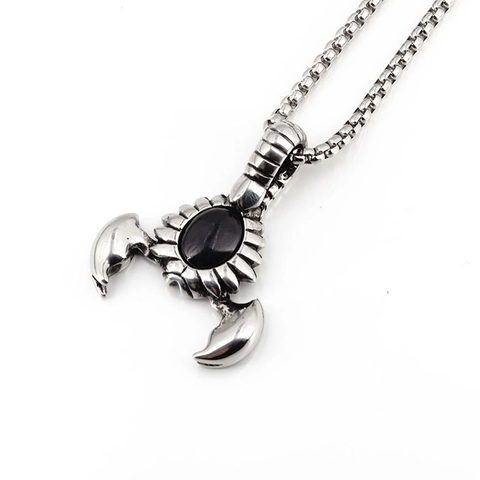 Retro Punk Skorpion Anhänger Halskette Für Herren Titanstahl Gothic Schmuck Schwarzer Stein Anhänger Mit Box-Kette