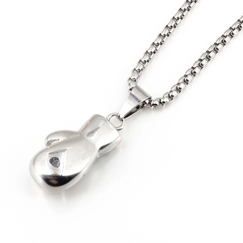 Vintage Titanium Steel Boxing Glove Pendant Necklace Sporty Punk Style Jewelry For Men Hip Hop Boxing Gloves Necklace
