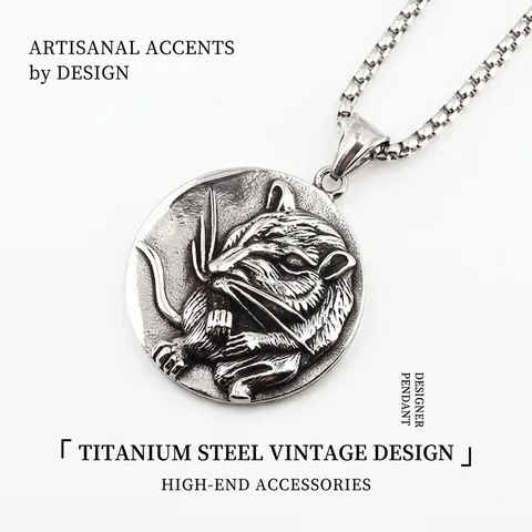 Retro Viking Squirrel Pendant Necklace For Men Antique Titanium Steel Animal Medallion Nordic Odinn Punk Street Jewelry Gift