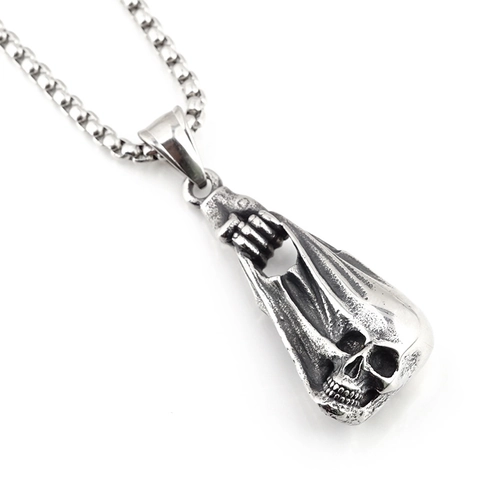 Vintage Hip Hop Schedel Hand Hanger Halsketting Heren Distressed Roestvrij Staal Gotische Punk Streetwear Sieraden Cadeau