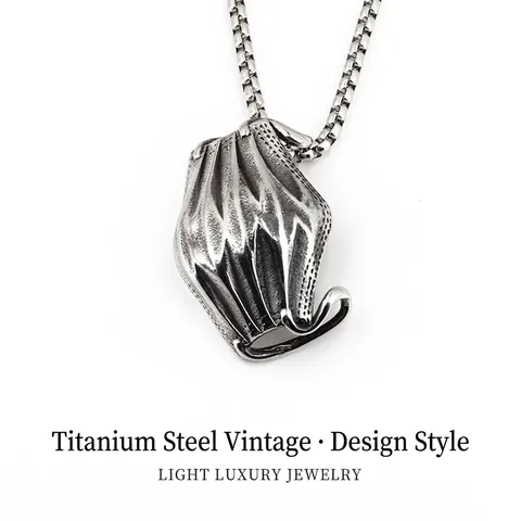 Retro Titanium Steel Mask Shape Pendant Necklace For Men Hip Hop Rock Gothic Distressed Metal Pendant With Box Chain Jewelry Gift
