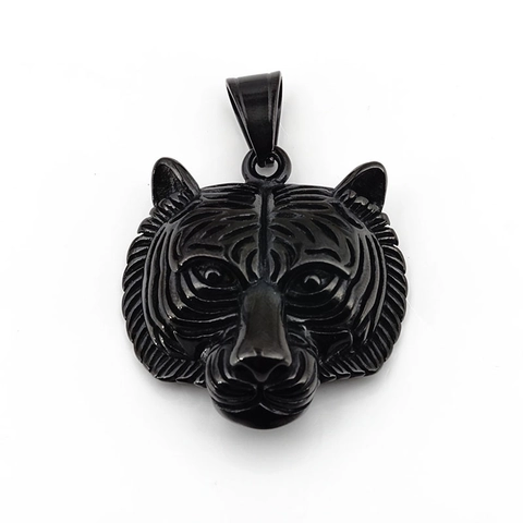 Vintage Titanstahl Tigerkopf Anhänger Halskette Für Herren Hip Hop Stil Retro Tier Schmuck Gold Silber Schwarz Accessoires