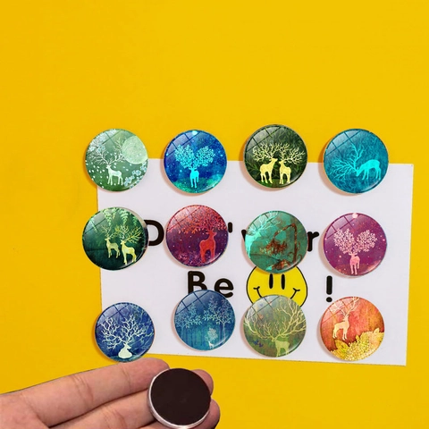 Christmas Reindeer Crystal Glass Refrigerator Magnet Forest Elk Magnetic Whiteboard Sticker For Home Kitchen Office Decor