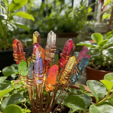 Natural Crystal Irregular Stone Wire Wrapped Stick Handmade Copper Wire Gardening Decoration Flower Arrangement Hair Stick Accessory