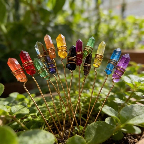 Natural Crystal Irregular Stone Wire Wrapped Stick Handmade Copper Wire Gardening Decoration Flower Arrangement Hair Stick Accessory