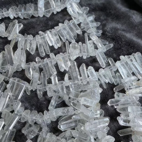 Natural White Agate Clear Quartz Crystal Point Beads Raw Stone Irregular Columnar For DIY Jewelry Making Necklace Pendant Strand