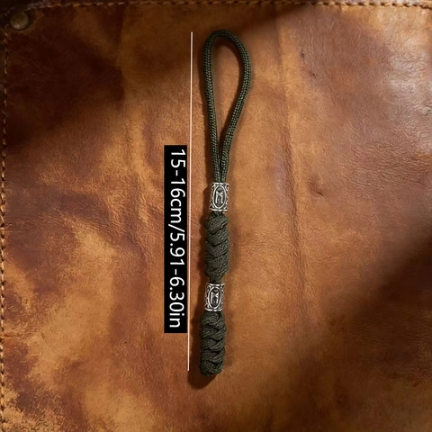 Handgemaakte Viking Rune Paracord Sleutelhanger Nylon Gevlochten Outdoor EDC Sleutelring Mannen Vrouwen Legering Kraal Hanger