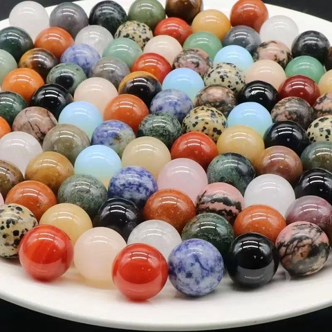Natural Crystal Stone Spheres 20mm Non-porous Ball Beads Polished Amethyst Agate Rose Quartz For DIY Jewelry Making Crafts