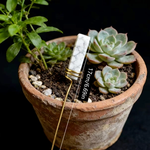 Paletto per Piante Avvolto in Filo di Pietra di Cristallo Naturale Fatto a Mano Stile Boho Forcina Decorativa per Casa Giardino