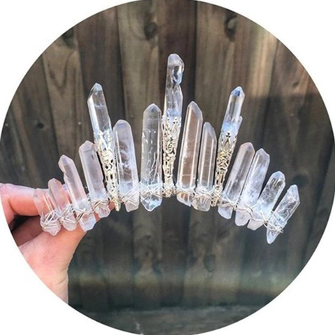 Handgefertigter Naturkristall Haarkamm Mit Silberdraht Böhmische Hochzeit Brautkrone Waldstil Damen Kopfschmuck Accessoires