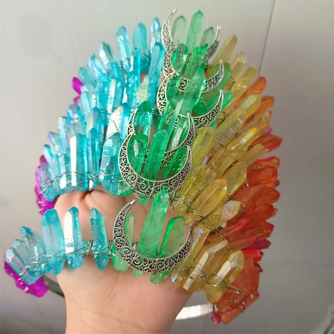 Böhmisch Regenbogen Kristall Haarband Handgefertigte Legierung Mond Sonne Tiara Krone Mode Haarschmuck Für Damen Party Performance