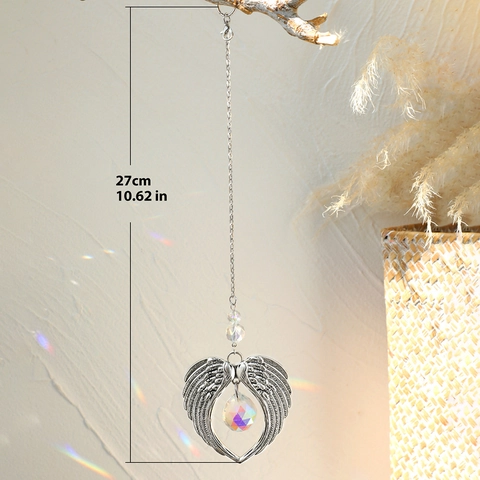 Angel Wings Crystal Suncatcher Hanging Ornament With Glass Prism Ball For Window Car Garden Home Decor Aesthetic Gift