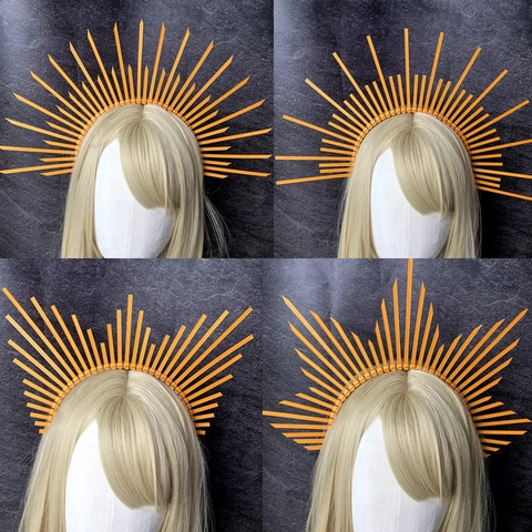 Sonnenstrahlen Heiligenschein Krone Stirnband Stachelige Mary Göttin Kopfschmuck Für Cosplay Halloween Party Damen Gold Zubehör