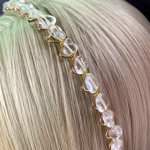 Handmade Natural Crystal Stone Twisted Wire Headband Bohemian Elegant Crown Hair Hoop For Women Wedding Party Jewelry
