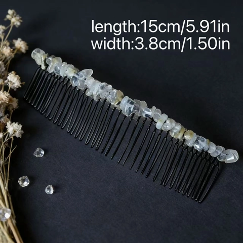 Natural Crystal Chips Hair Comb Handmade Raw Stone Hair Insert Bohemian Hairpiece For Wedding Daily Hair Accessories Women