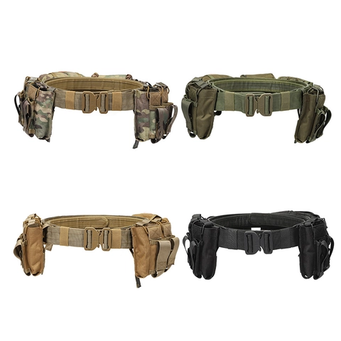 Men Tactical Belt 800D Oxford Fabric MOLLE Pouch Quick Release Metal Buckle Outdoor Hiking Military Combat Battle Belt
